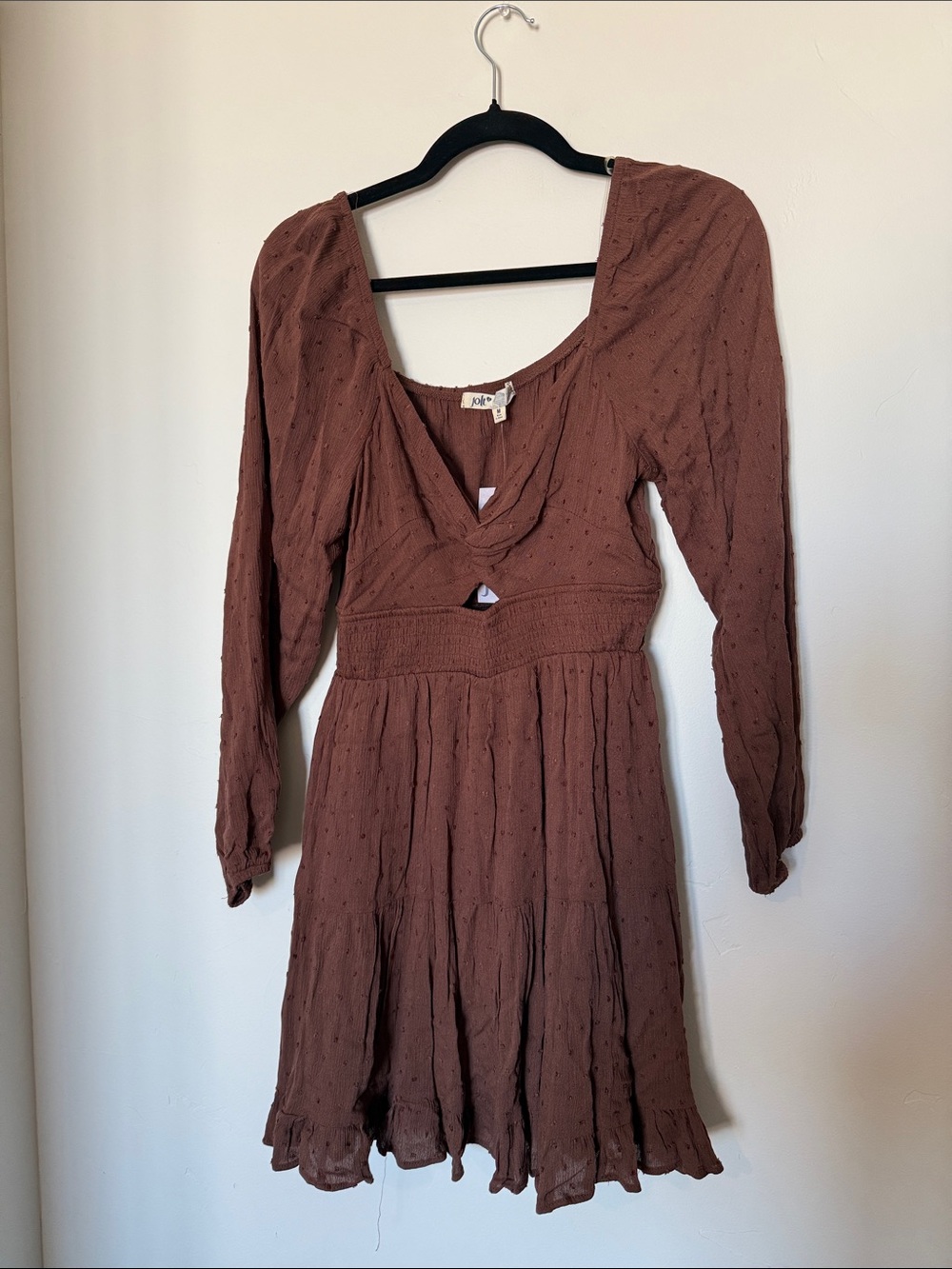 Jolt Chocolate Brown Textured Dress